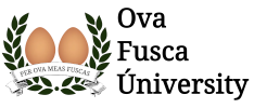 ovafusca.com logo: two brown eggs framed by a laurel wreath, with a ribbon bearing the motto “per ova meas fuscas” 