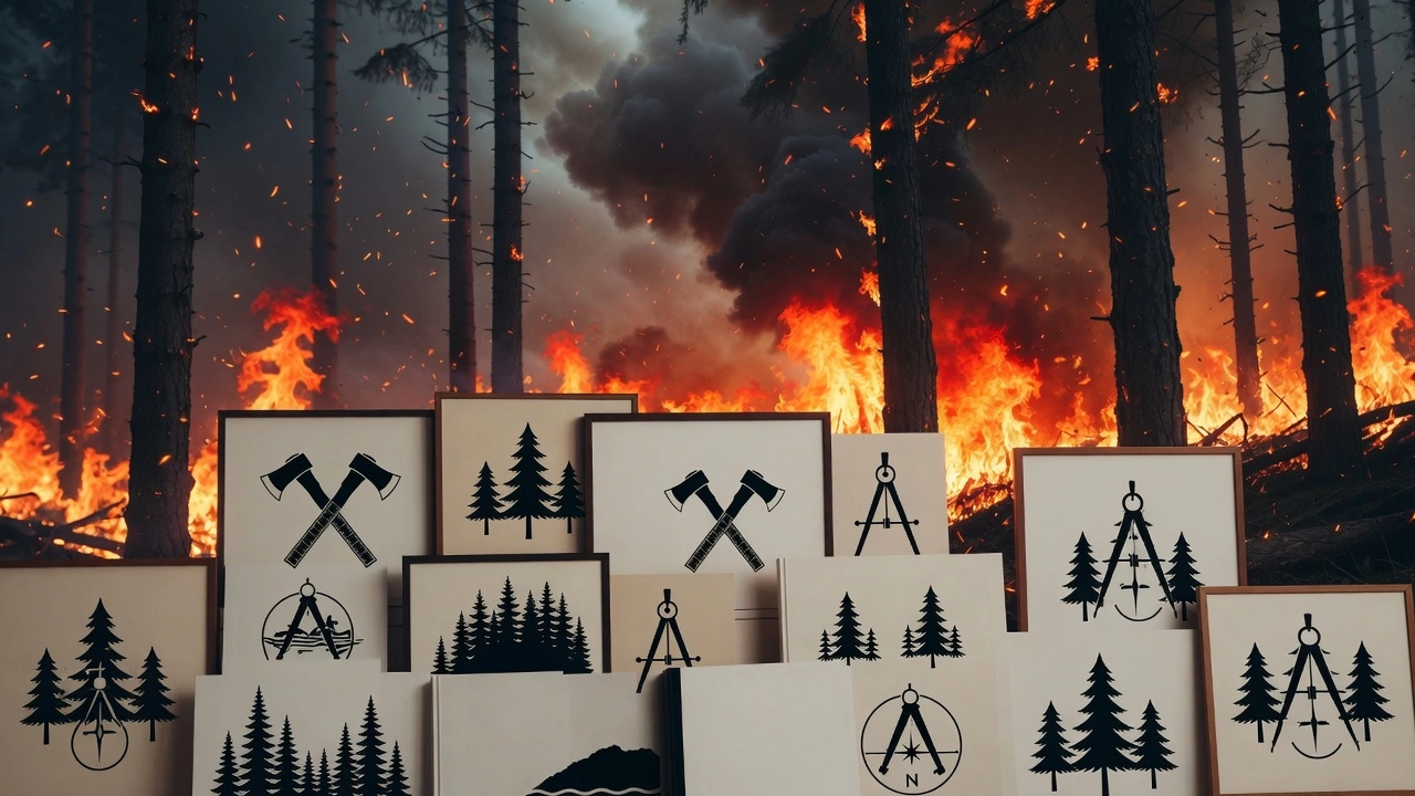 Forestry engineering degrees against a background of forest fires.